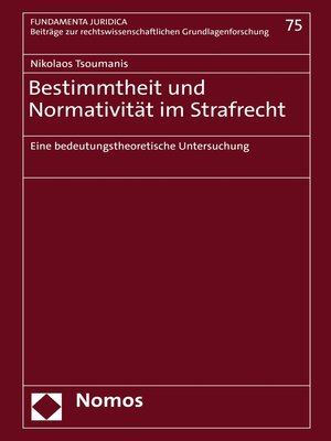 cover image of Bestimmtheit und Normativität im Strafrecht
